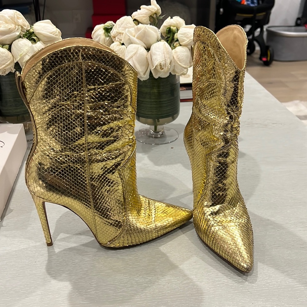 Gold Alexandre Birman heel booties